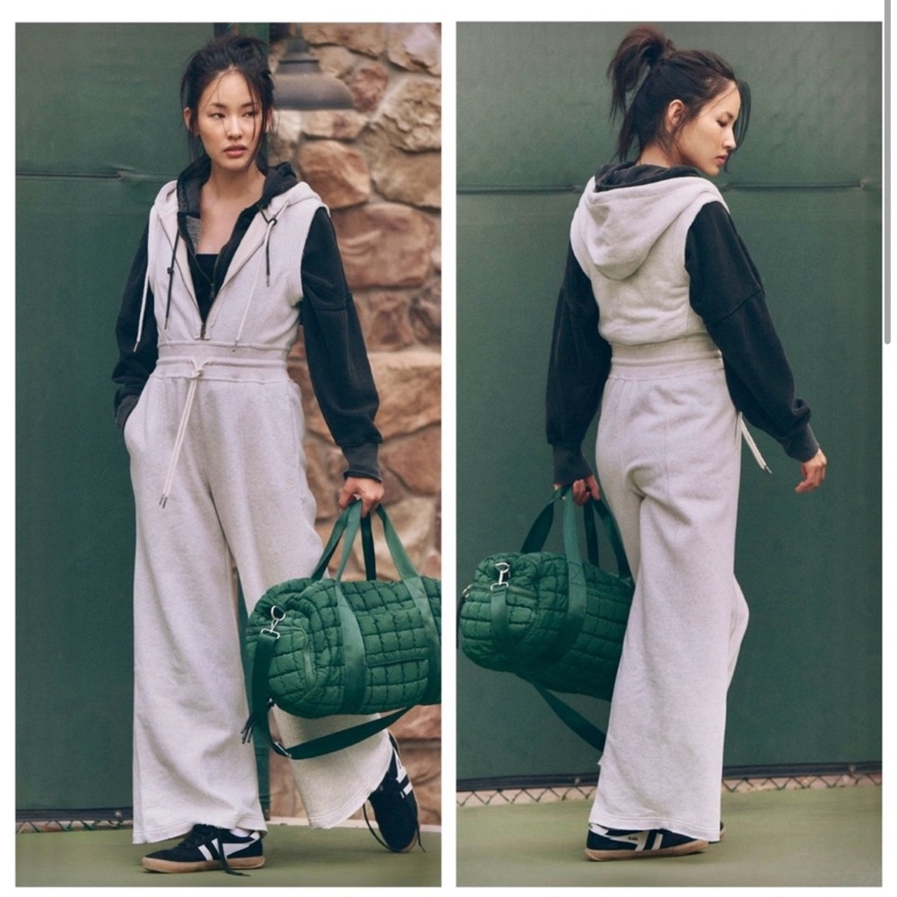 NWOT SMALL NEW Free People Making it hooded Grey Jumpsuit